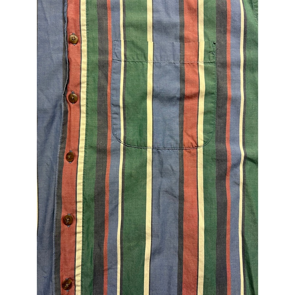 Van Heusen Mens XL Short Sleeve Button Down Shirt Striped Cotton Retro Dad 90s - Picture 6 of 10